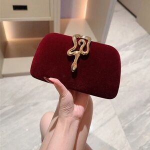 Chic Burgundy Clutch with Gold Detail
